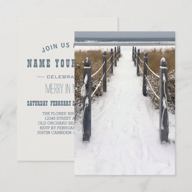 old orchard beach in winter invitation (Front/Back)