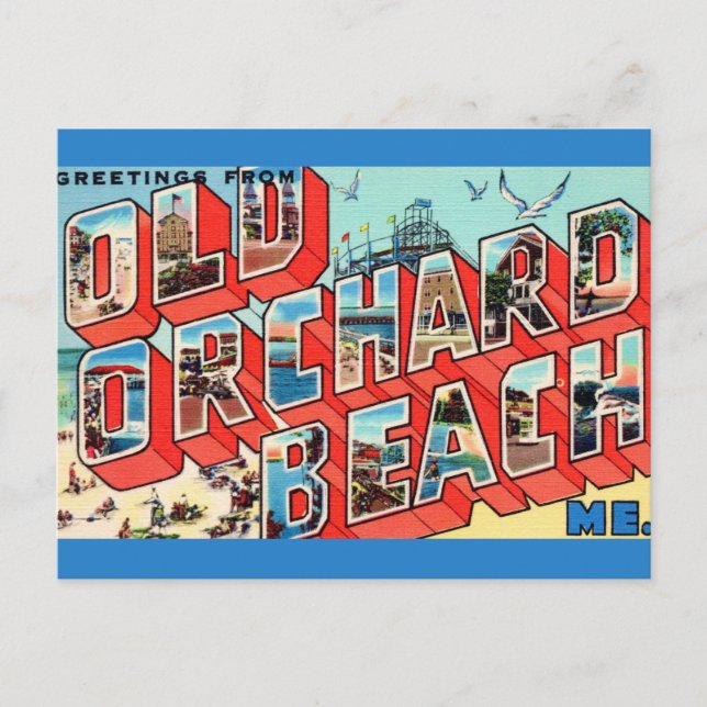 Old Orchard Beach Maine Greetings Postcard (Front)