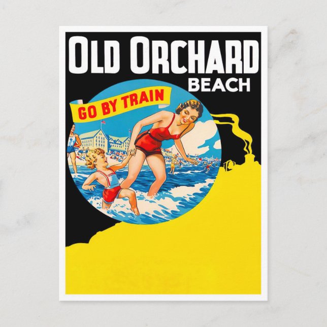 Old Orchard Beach vintage travel postcard (Front)