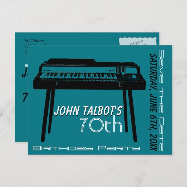 Old Organ 70th birthday Party Save the Date Announcement Postcard (Front/Back)