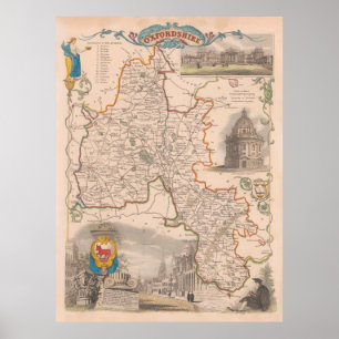 Old Oxfordshire England Map (1850)  Poster
