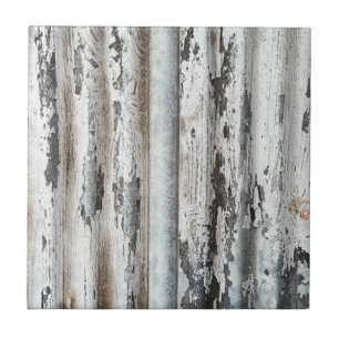 Old Paint Chipped Wall of Corrugated Metal Ceramic Tile