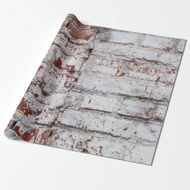 Old painted brick wall with peeling white paintwal wrapping paper (Unrolled)