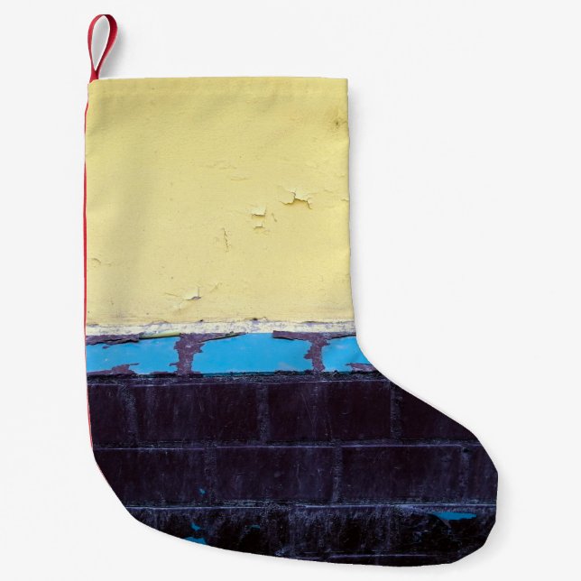 Old painted damaged concrete wall. Texture. Abstra Small Christmas Stocking (Front)