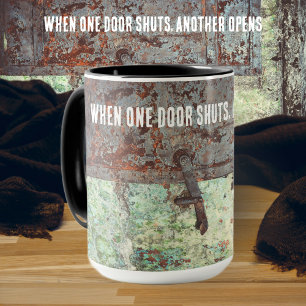 Old painted rusty door mug