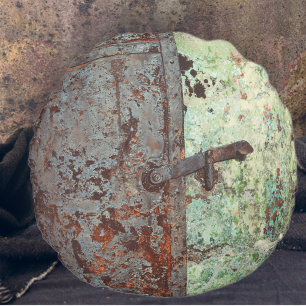Old painted rusty door round cushion