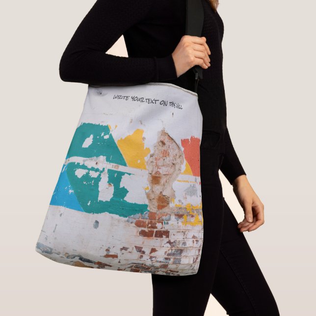 Old painted wall with graffiti  crossbody bag (Close Up)