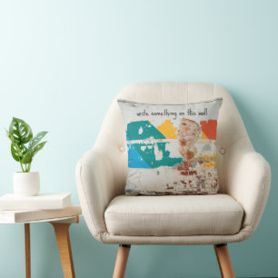 Old painted wall with graffiti cushion