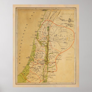 Old Palestine Physical Map (1881)  Poster
