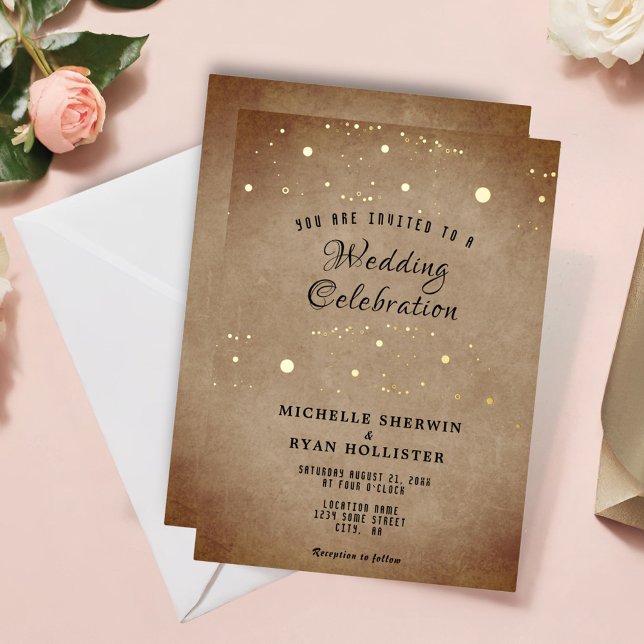 Old Paper Beige Moody Gold Foil Wedding (Creator Uploaded)