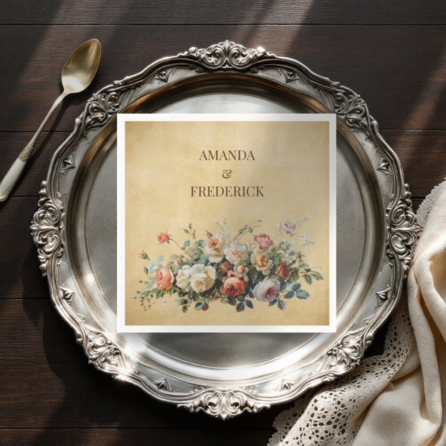 Old paper floral arrangement boho rustic napkin (Creator Uploaded)