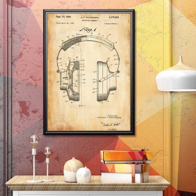 Old Paper | Headphones Patent Poster (Creator Uploaded)