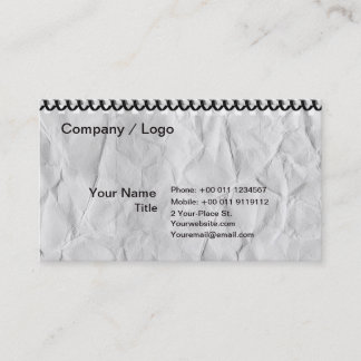 old paper notebook with Spiral Business Card