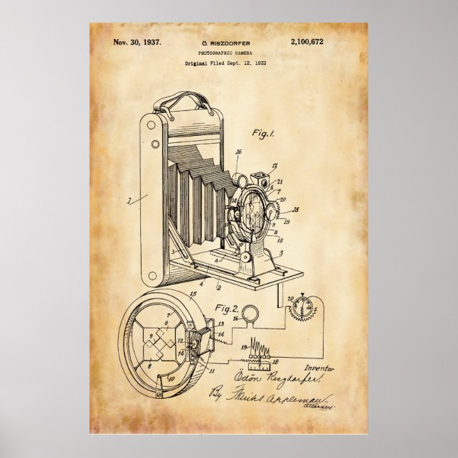 Old Paper | Photographic Camera Patent Poster (Front)