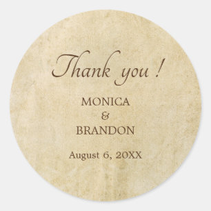 Old paper wedding thank you favours sticker