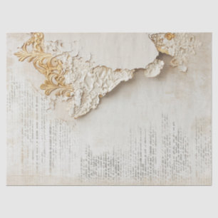 Old paper with torn edges gold foil cracked wall