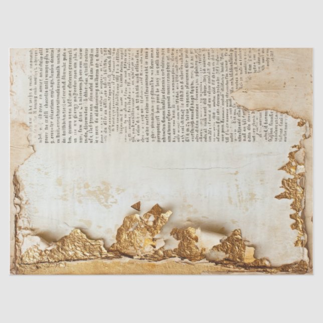 Old paper with torn edges gold foil cracked wall (Front)
