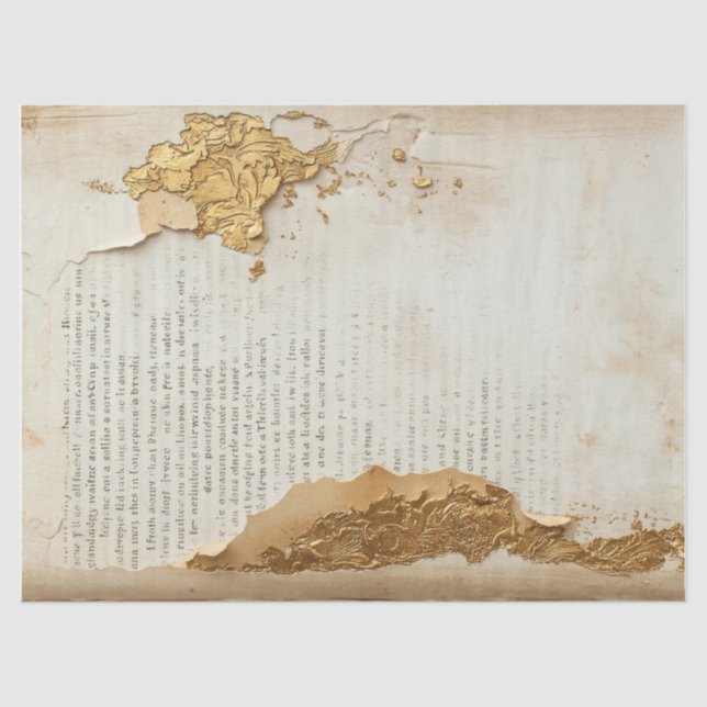 Old paper with torn edges gold foil cracked wall (Front)