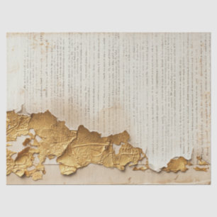 Old paper with torn edges gold foil cracked wall