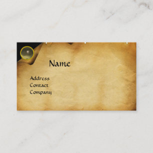 OLD PARCHMENT, GEM STONE, MONOGRAM grey Business Card