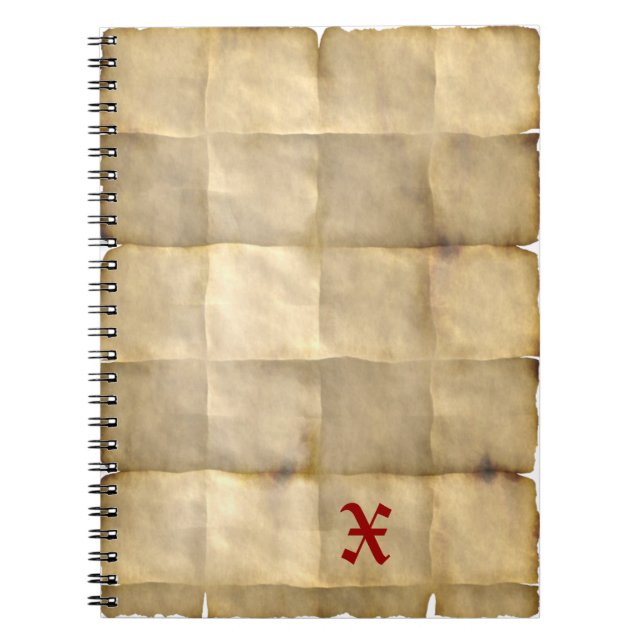 Old Parchment, Treasure Map Paper Notebook (Front)