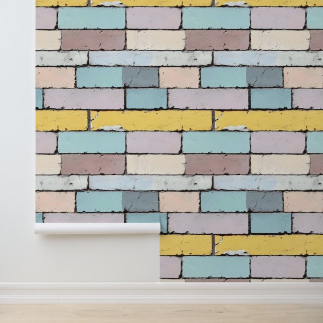 Old Pastel Bricks Pattern Wallpaper (Application)