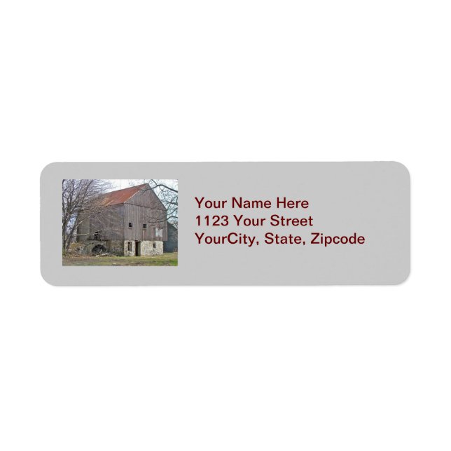 Old Pennsylvania Bank Barn Return Address Label (Front)