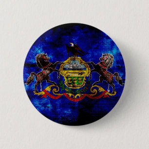 Old Pennsylvania Flag; 6 Cm Round Badge
