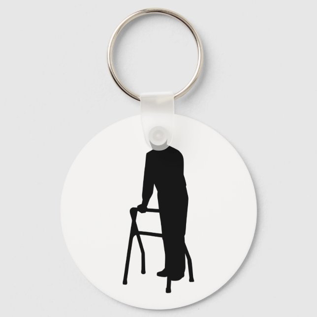Old person man walking frame key ring (Front)