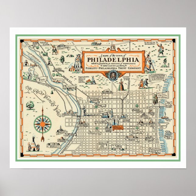 Old Philadelphia 16x20 Map Print (Front)