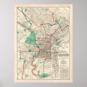 Old Philadelphia PA Map (1890)  Poster