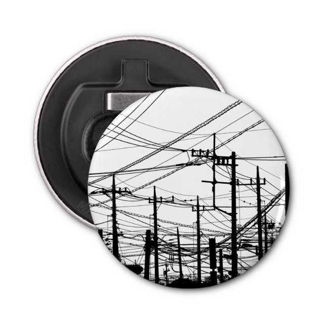 Old Phone and Power Lines Bottle Opener (Front)