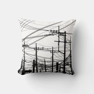 Old Phone and Power Lines Cushion