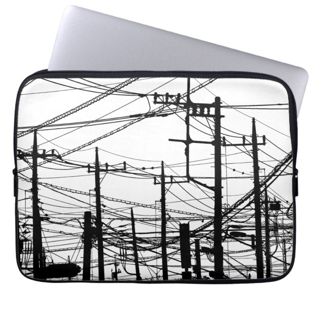 Old Phone and Power Lines Laptop Sleeve (Front)