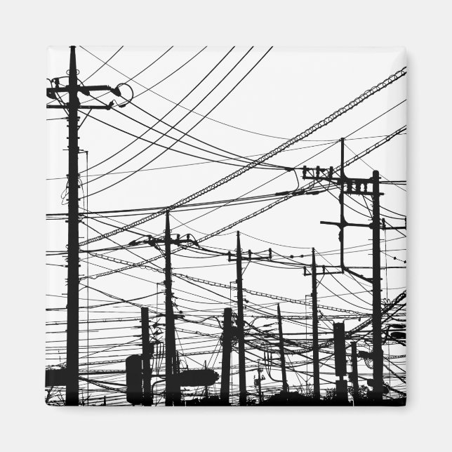 Old Phone and Power Lines Magnet (Front)