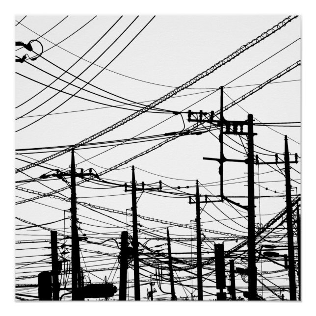 Old Phone and Power Lines Poster (Front)