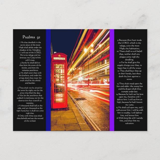 Old Phone Booth With Psalms chapter 91 Postcard (Front)