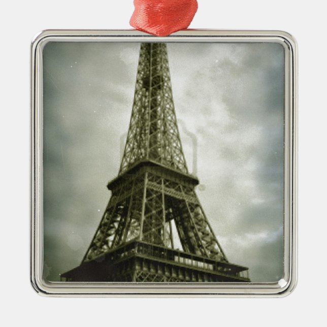 Old Photo Effect Eiffel Tower Paris Metal Tree Decoration (Front)