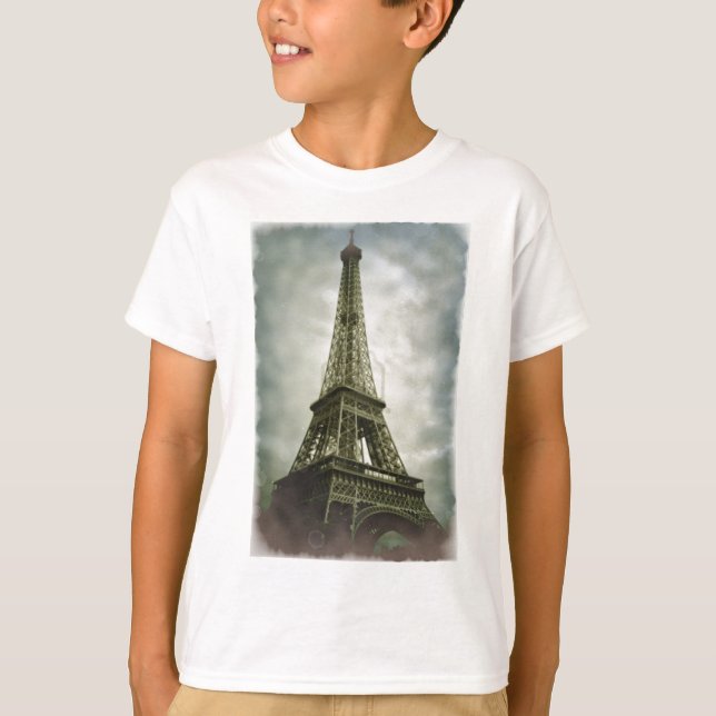 Old Photo Effect Eiffel Tower Paris T-Shirt (Front)