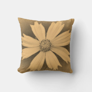 Old photo Yellow Cosmos Flower Close-up 2 Cushion