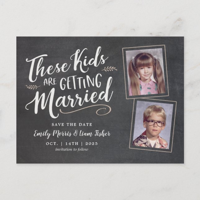 Old Photos Handwritten Script Save the Date Announcement Postcard (Front)