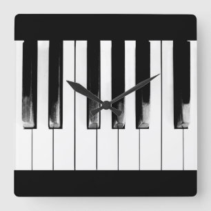 Old Piano Keys Square Wall Clock