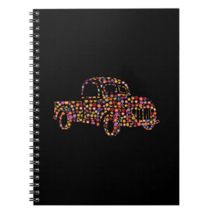 Old Pickup Truck Flower Pattern Notebook