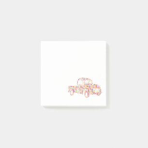 Old Pickup Truck Flower Pattern Post-it Notes