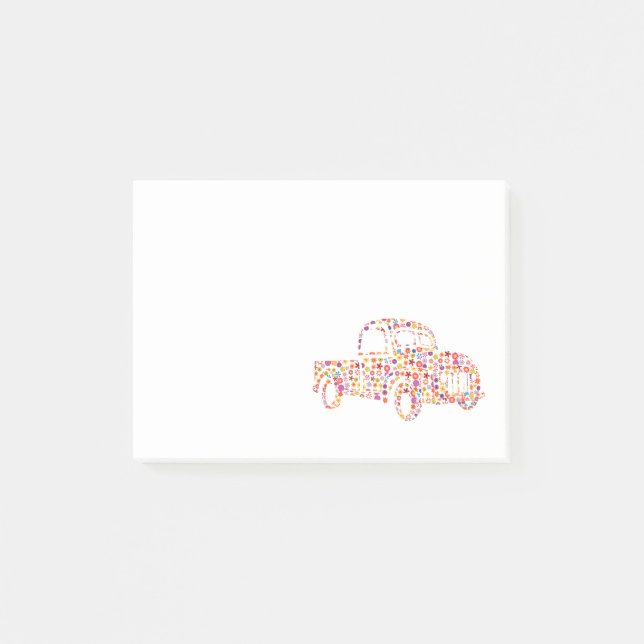 Old Pickup Truck Flower Pattern Post-it Notes (Front)