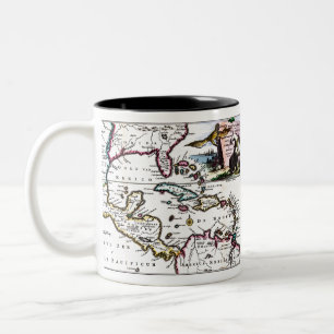 old pictorial map of the caribbean Two-Tone coffee mug