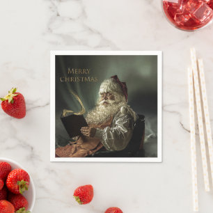 Old picture of Santa Claus magic of the holidays Napkin