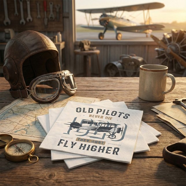 Old Pilots Never Die Biplane Flying Quote Napkin (Creator Uploaded)
