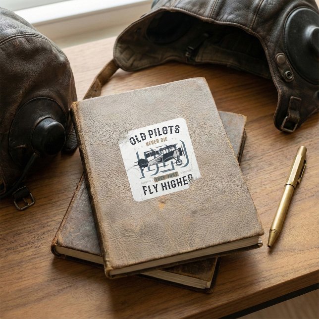 Old Pilots Never Die Biplane Flying Quote Square Sticker (Creator Uploaded)