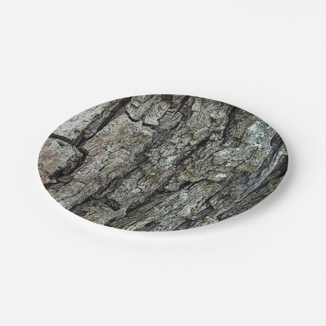 Old Pine Bark Paper Plate (Angled)